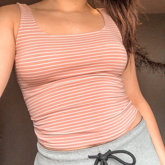 pink & white stripped tank top - Picture 1 of 1